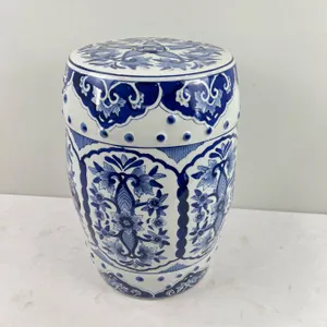 Blue & White Pillar Plant Stand