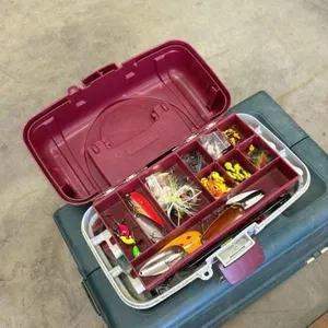 4 water jugs, tackle boxes,