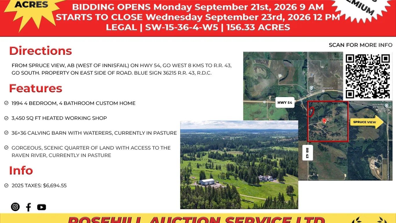 Bruce Erickson Land Auction - SW-15-36-4-W5M – 156.33 acres m/l