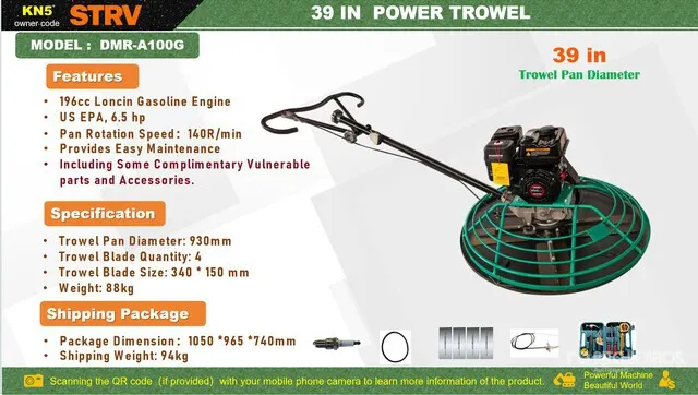2026 STARVOX DMR-A100G 39 in Power Trowel (Unused)