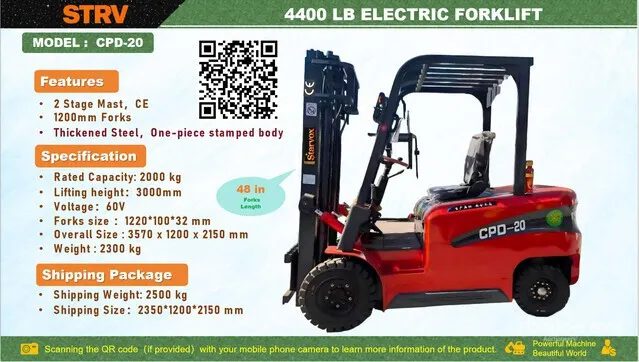 2026 STARVOX CPD-20 4400 lb Electric Forklift (Unused)