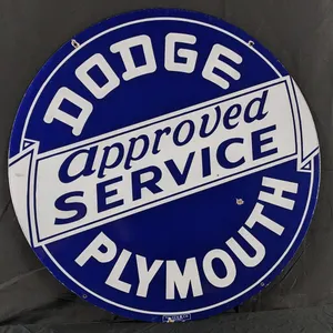 PORCELAIN SIGN DODGE PLYMOUTH APPROVED SERVICE (2 SIDED)