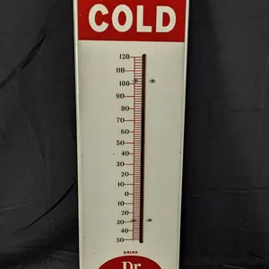 TIN THERMOMETER SIGN HOT OR COLD DRINK DR PEPPER