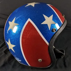 VINTAGE 1970'S REBEL FLAG GLITTER MOTORCYCLE HELMET