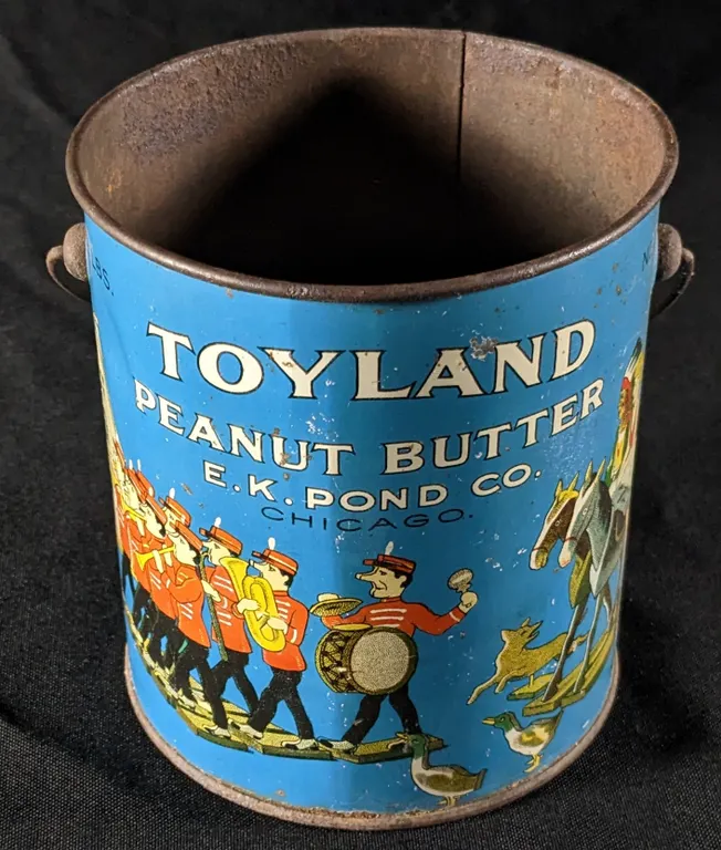 2# TIN LITHO CAN TOYLAND PEANUT BUTTER E.K. POND CO CHICAGO ILLINOIS
