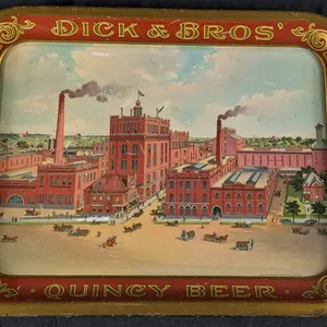 PRE PRO FACTORY SCENE BEER TRAY DICK & BROS' QUINCY BEER ILLINOIS