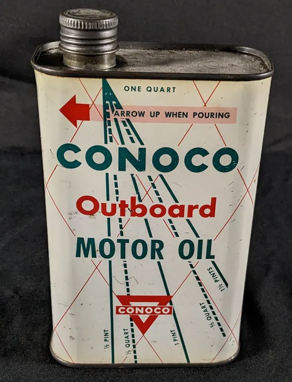 FULL QUART OIL CAN CONOCO OUTBOARD MOTOR OIL