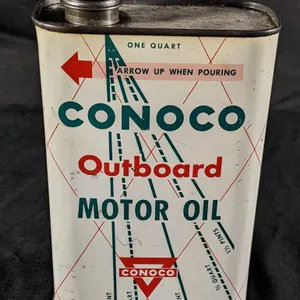 FULL QUART OIL CAN CONOCO OUTBOARD MOTOR OIL