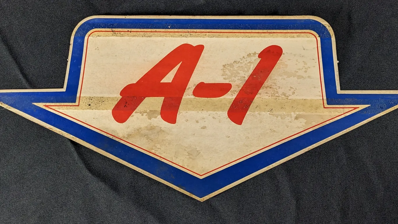 VINTAGE THICK PAPER FORD A-1 USED CARS WINDOW SIGN