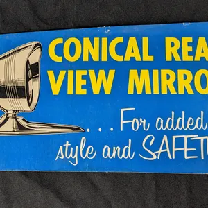 DOUBLE SIDED CARDSTOCK DEALERSHIP HANGING SIGN MERCURY REAR VIEW MIRROR & SPOTLIGHT