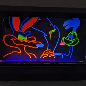 1988 WARNER BROS BLACKLIGHT CLOCK SIGN (MOPAR) WILEY COYOTE & ROADRUNNER