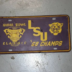1968 LSU SUGAR BOWL CHAMPIONS LICENSE PLATE