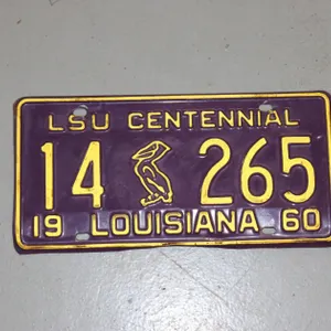 1960 LSU CENTENNIAL LICENSE PLATE