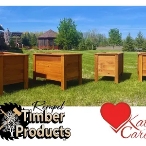Set of four cedar planters, perfect for flowers, herbs, or vegetables.
