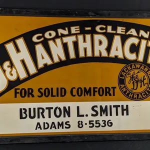 TIN SIGN CONE CLEANED D&H ANTHRACITE COAL LACKAWANA (ORIGINAL WOOD FRAME)