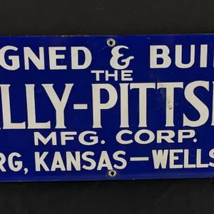 PORCELAIN SIGN DESIGNED & BUILT BY THE MCNALLY - PITTSBURGH MFG CORP. PITTSBURGH KANSAS - WELLSTON OHIO