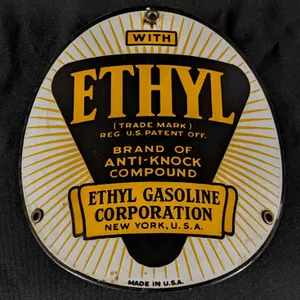 CURVED PORCELAIN ETHYL GASOLINE GAS PUMP SIGN