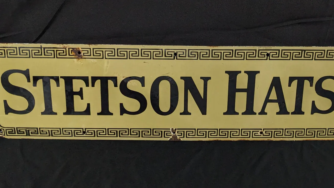 PORCELAIN SIGN STETSON HATS
