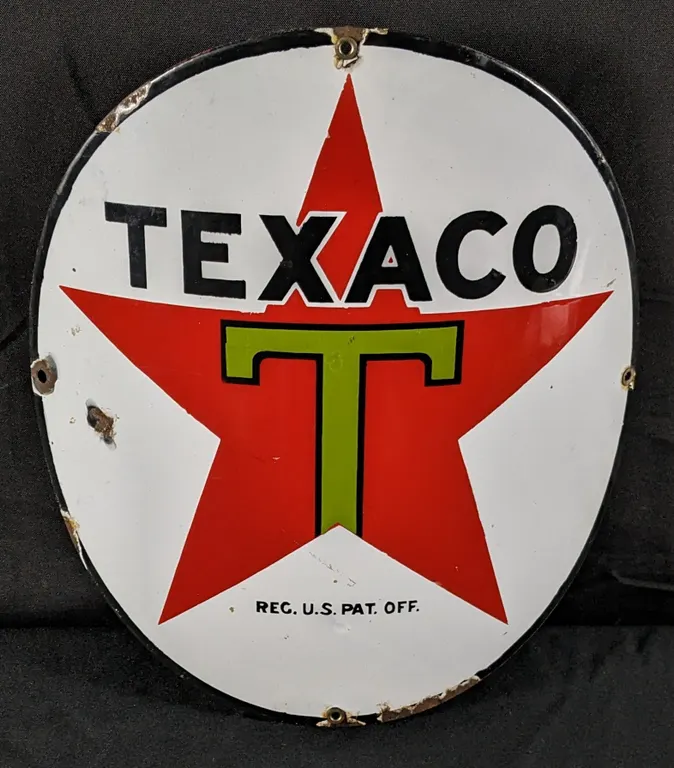 CURVED PORCELAIN SIGN TEXACO "BLACK T"
