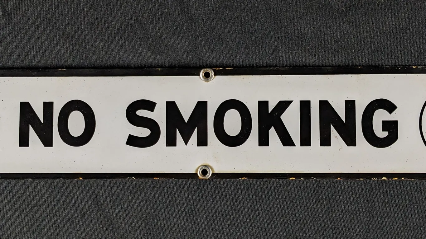PORCELAIN SIGN NO SMOKING TEXACO "WHITE T"