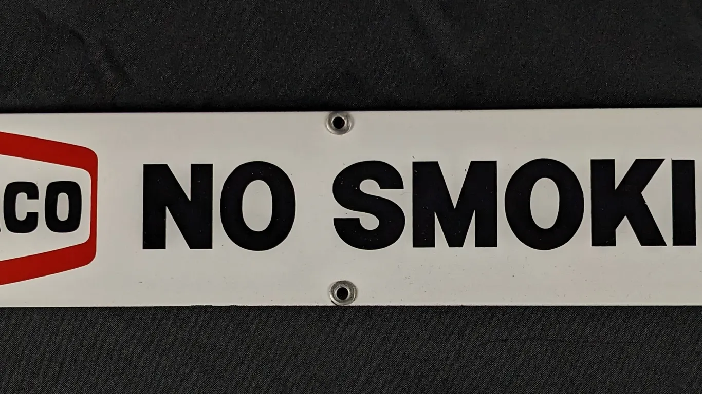PORCELAIN SIGN NO SMOKING TEXACO