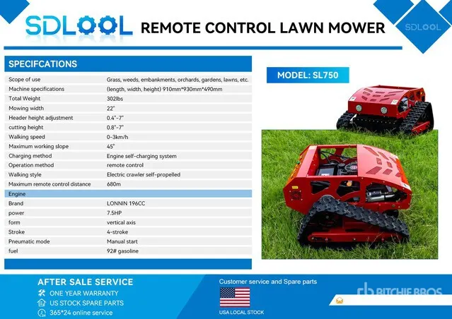2026 SDLOOL SL750 22 in Remote Control Lawn Mower (Unused)