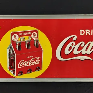 1939 EMBOSSED TIN SIGN TAKE HOME A CARTON DRINK COCA COLA