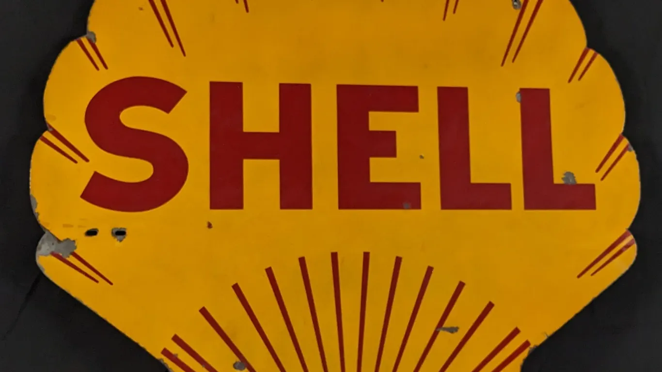 PORCELAIN SIGN SHELL GASOLINE (2 SIDED)