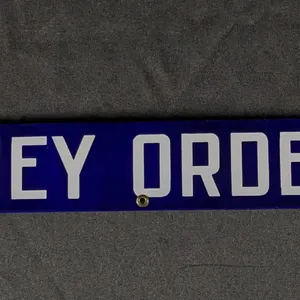 PORCELAIN SIGN CANADIAN NATIONAL EXPRESS MONEY ORDERS FOR SALE HERE (CANADIAN NATIONAL RAILWAYS)