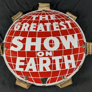 BARNUM & BAILEY CIRCUS THE GREATEST SHOW ON EARTH ELEPHANT HEADDRESS PORCELAIN SIGN (SABU)
