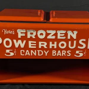 RARE NOS SALESMAN SAMPLE COOLER FROZEN POWERHOUSE 5¢ CANDY BARS