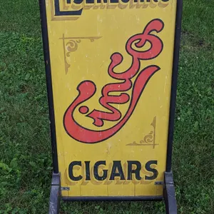 EARLY WOOD CURB SIGN EISENLOHR'S CINCO CIGARS