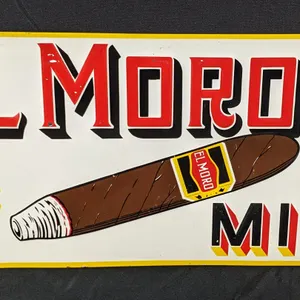 EMBOSSED TIN SIGN EL MORO MILD CIGARS 5¢