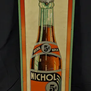 EMBOSSED TIN SIGN AMERICA'S TASTE SENSATION NICHOL KOLA 5¢ TWICE AS GOOD