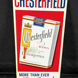 NOS TIN DOOR PUSH SIGN CHESTERFIELD KING CIGARETTES