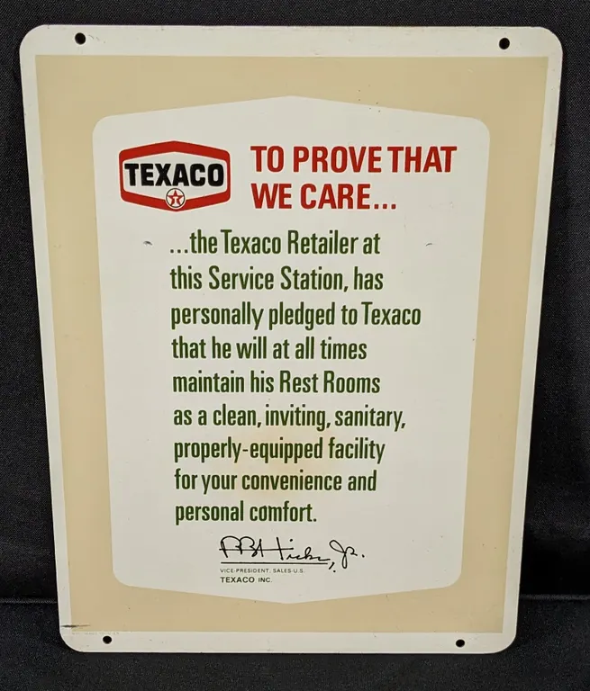 DOUBLE SIDED TEXACO REST ROOM SIGN