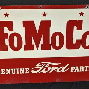 TIN SIGN FOMOCO GENUINE FORD PARTS (2 SIDED)
