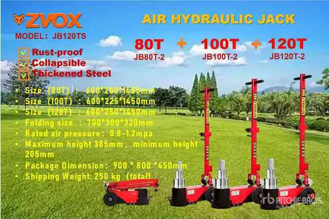 Quantity of (3) 2026 ZVOX JB120TS Air Hydraulic Floor Jack (Unused)