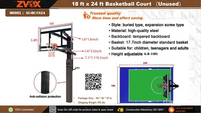 2026 ZVOX SU-BC1824 18 ft x 24 ft Basketball Court w/Adjustable Backboard (Unused)