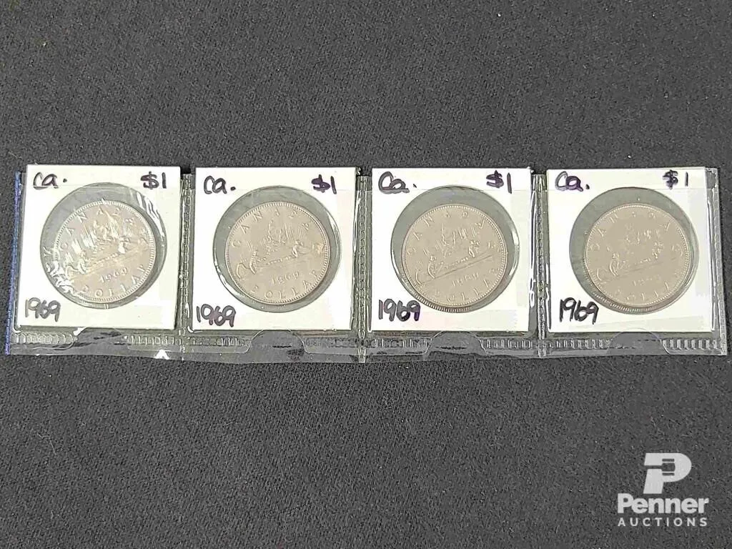 (4) 1969 Canadian One Dollar Coins