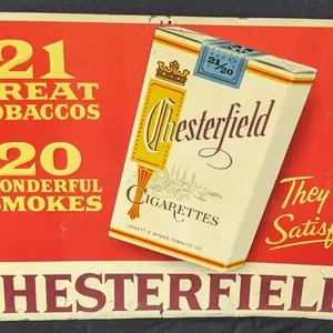 EMBOSSED TIN SIGN CHESTERFIELD CIGARETTES