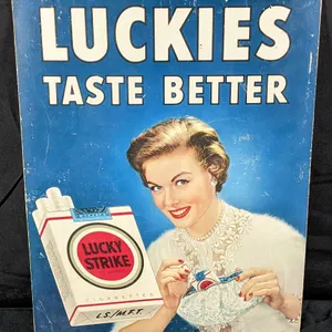 CARDSTOCK SIGN LUCKY STRIKE CIGARETTES LUCKIES TASTE BETTER