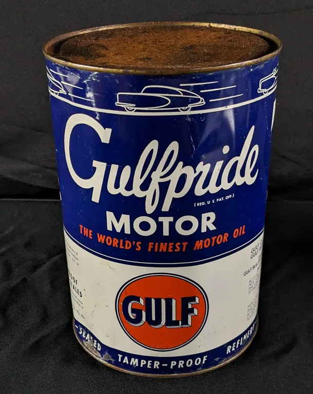 5 QUART OIL CAN GULFPRIDE MOTOR OIL