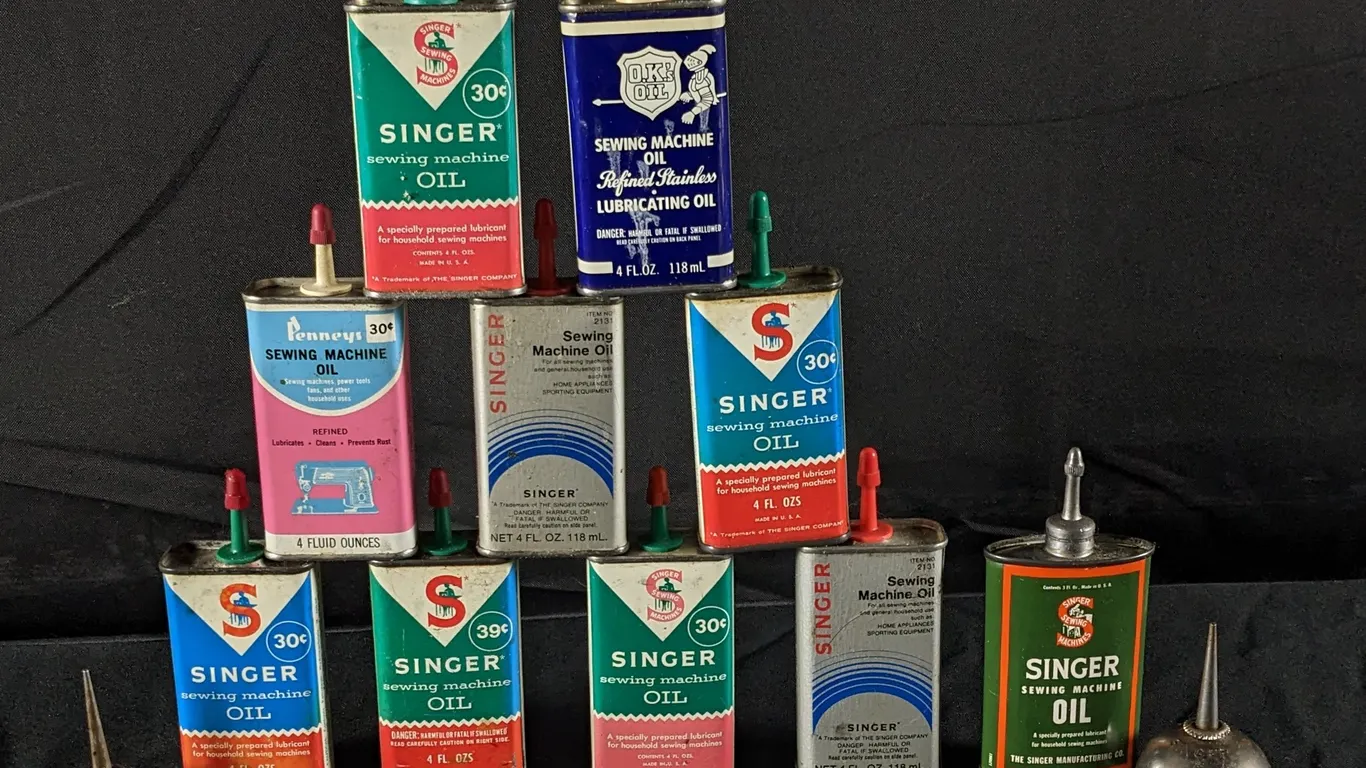 12 SEWING MACHINE HANDY HOUSEHOLD OIL OILER CANS SINGER JC PENNEYS O.K.'S