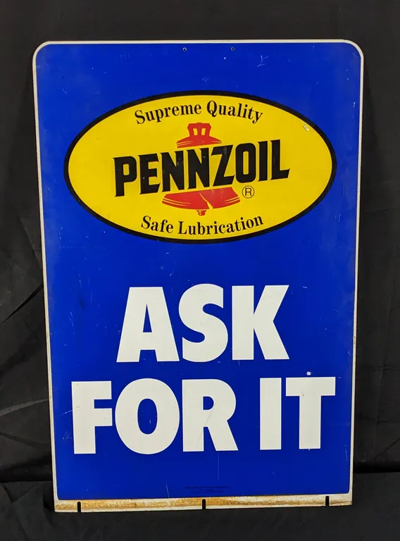 PENNZOIL MOTOR OIL SIGN ASK FOR IT (2 SIDED)