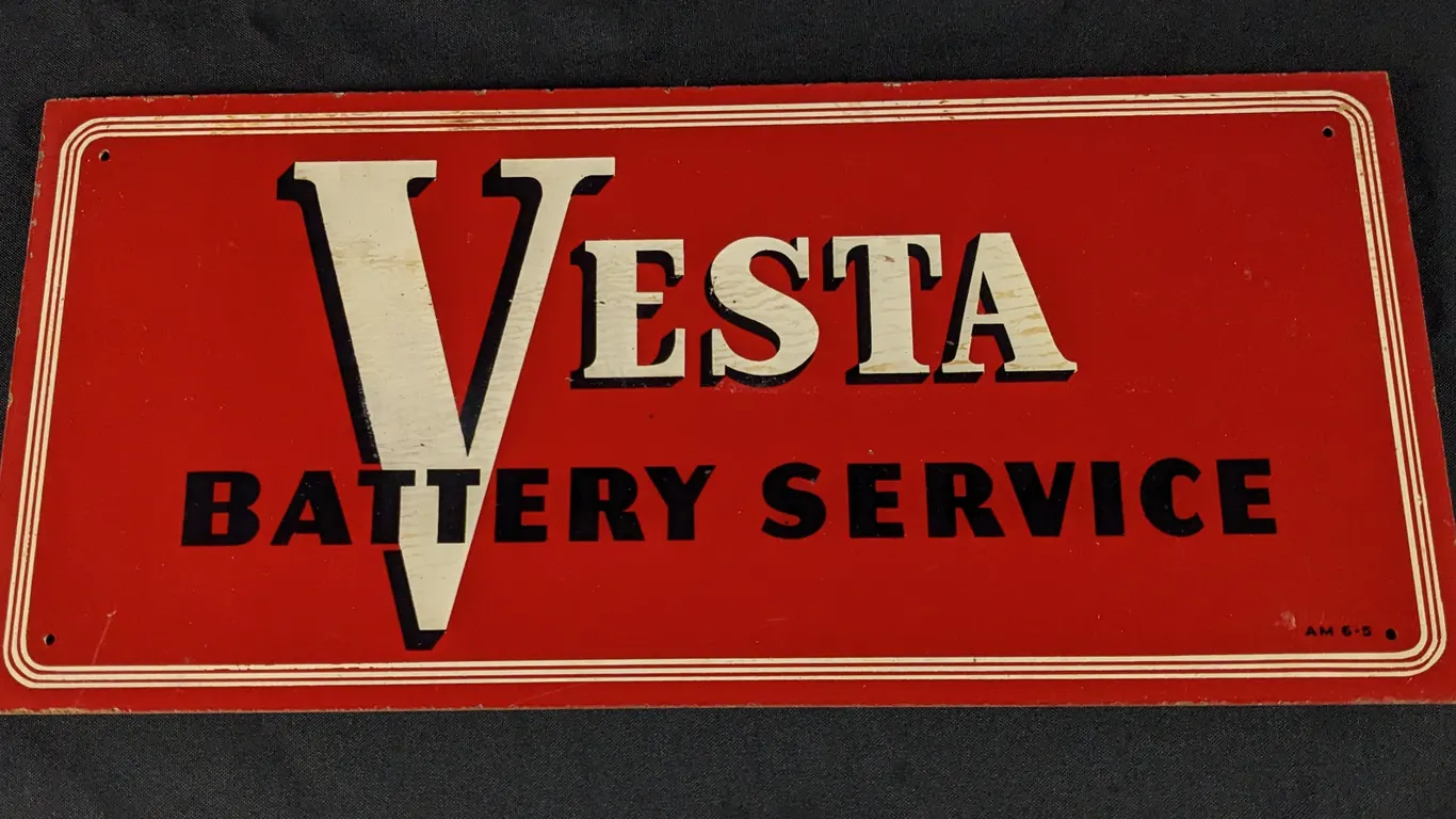 MASONITE SIGN VESTA BATTERY SERVICE