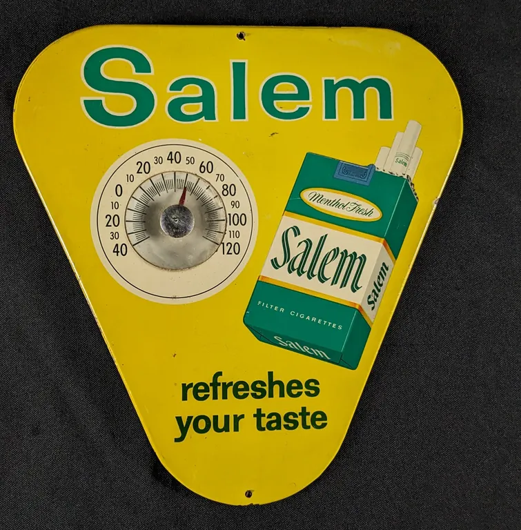TIN THERMOMETER SIGN SALEM CIGARETTES