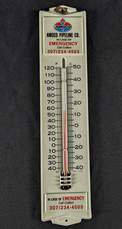 TIN THERMOMETER SIGN AMOCO PIPELINE CO