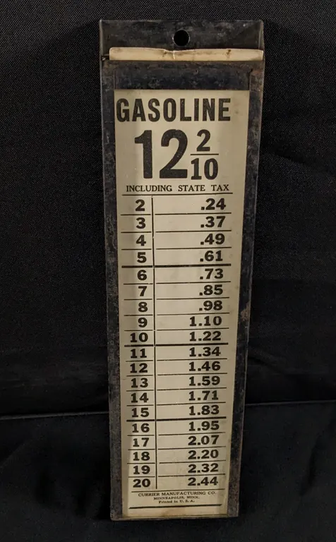 CURRIER MFG MINNEAPOLIS MINNESOTA GAS PUMP PRICER SIGN