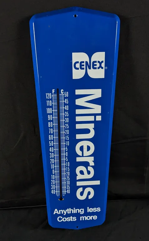 TIN THERMOMETER SIGN CENEX MINERALS